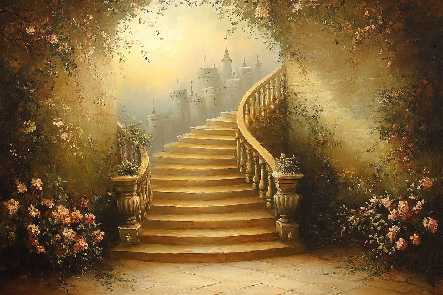 Toile de fond Vintage Idées Château Escalier Tournant CSH4-274