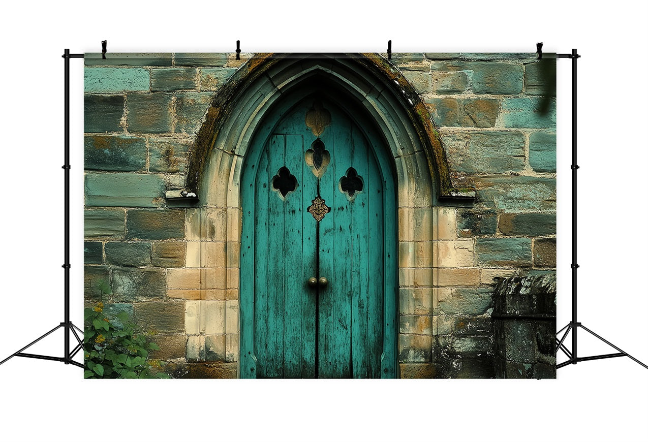 Toile de fond Victorienne Porte en Bois Teal Vintage CSH4-275