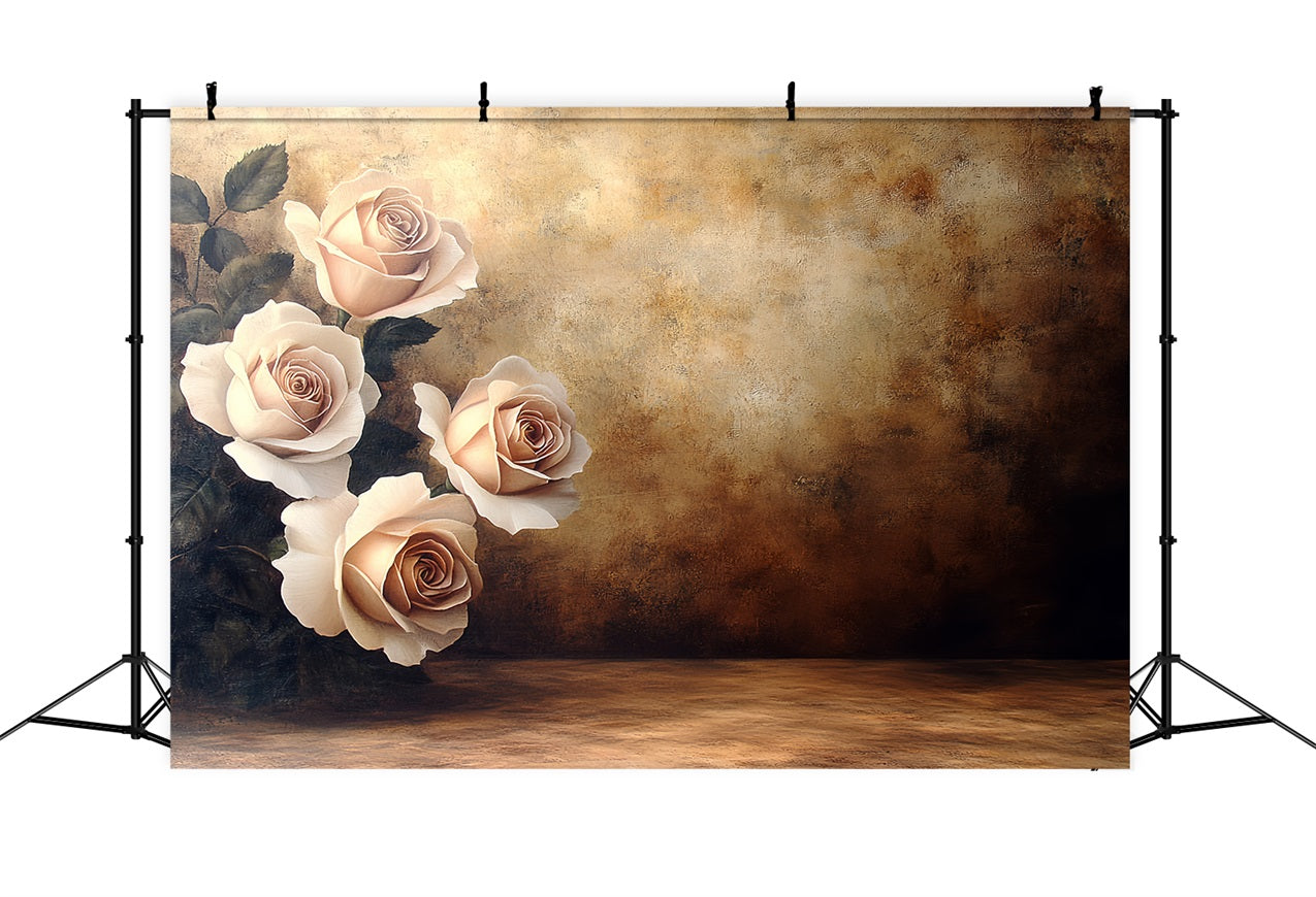 Toile de fond Photo Vintage Mur Doré Roses CSH4-280
