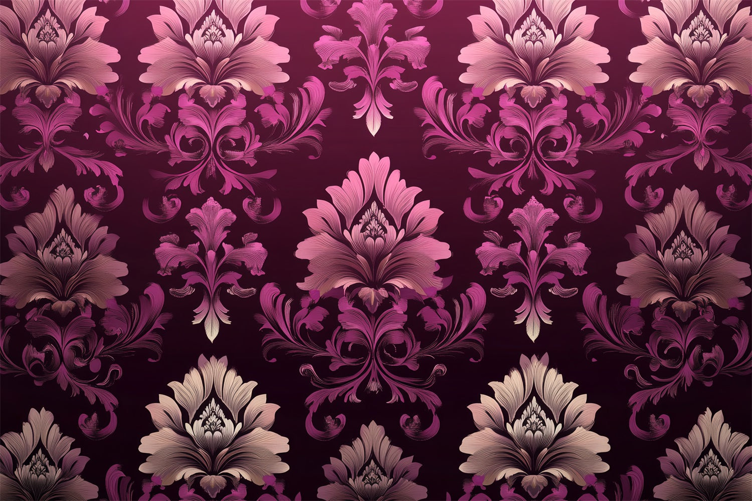 Toile de fond Photo Classique Damassé Floral Rose CSH4-283