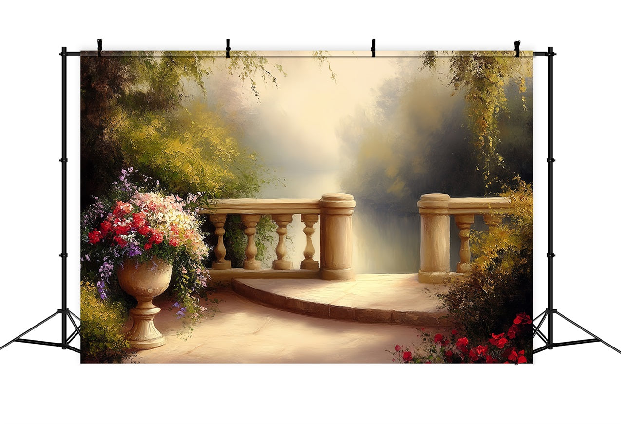 Toile de fond Vintage Pour Photographie Terrasse Jardin Floral CSH4-286