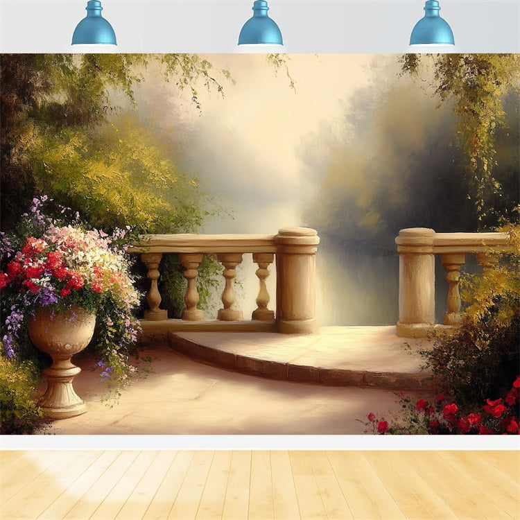 Toile de fond Vintage Pour Photographie Terrasse Jardin Floral CSH4-286