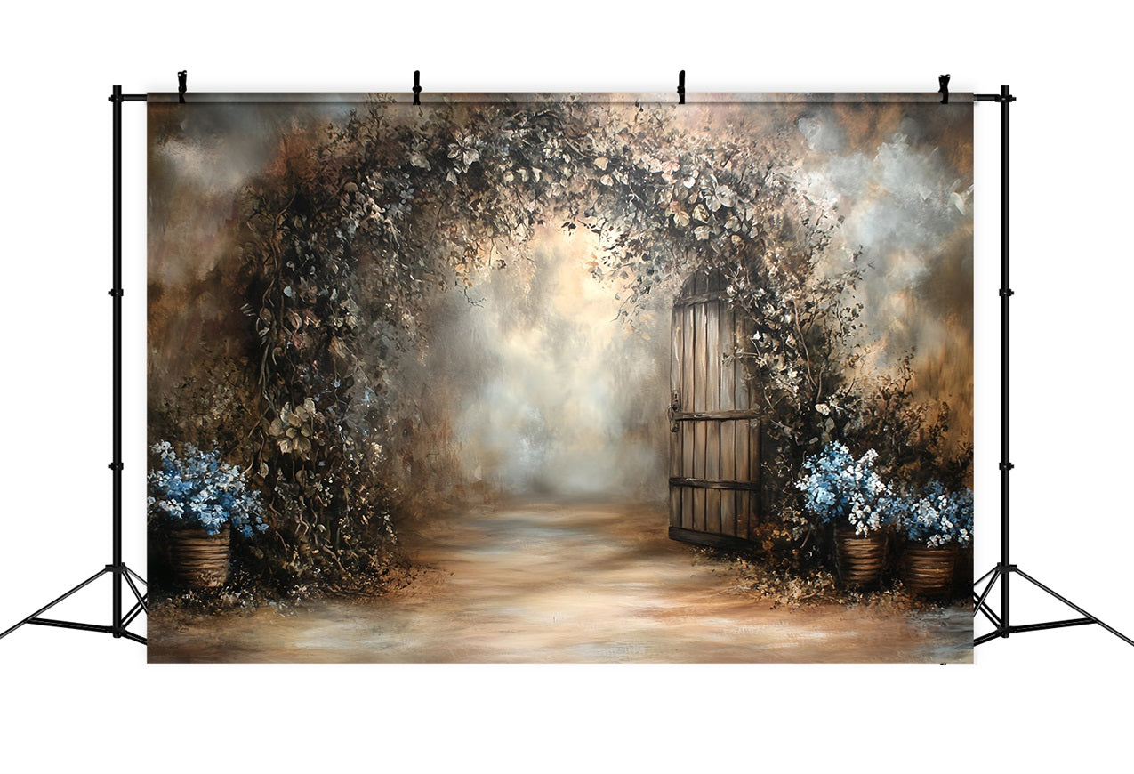 Toile de fond Vintage Pour Photoshoot Porte en Bois Floral CSH4-289