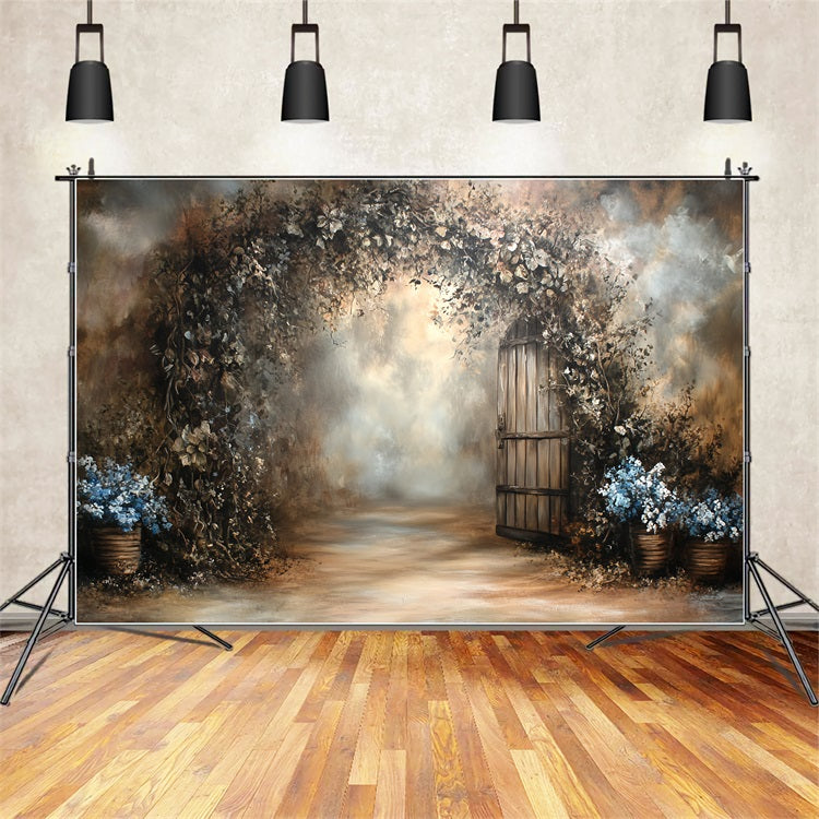 Toile de fond Vintage Pour Photoshoot Porte en Bois Floral CSH4-289