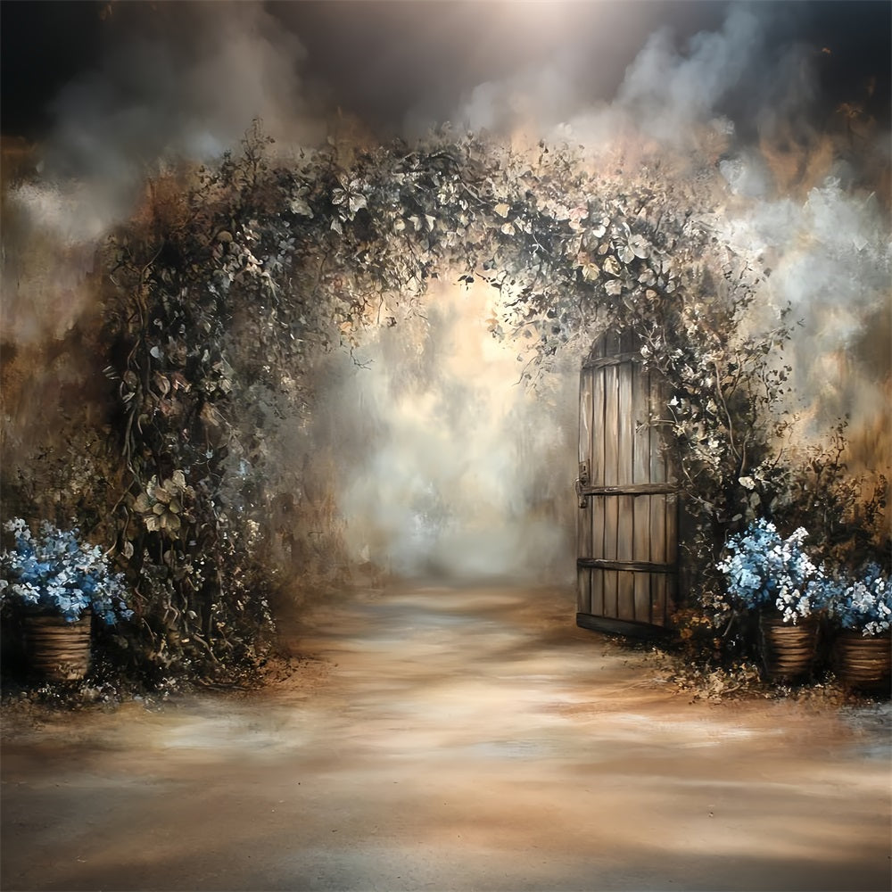 Toile de fond Vintage Pour Photoshoot Porte en Bois Floral CSH4-289