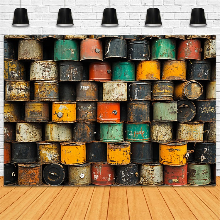 Toile de fond Vintage Mur Baril de Pétrole CSH4-303