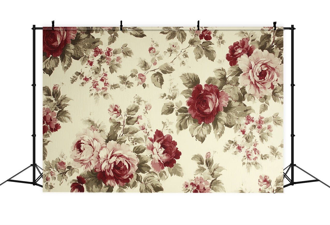 Toile de fond Photo Vintage Roses Rouges Florales CSH4-304