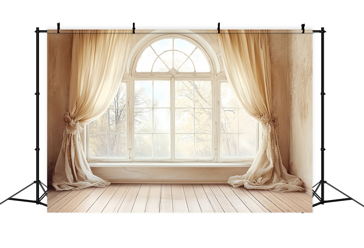 Toile de fond Photographie Vintage Rideaux Crème Fenêtre CSH4-314
