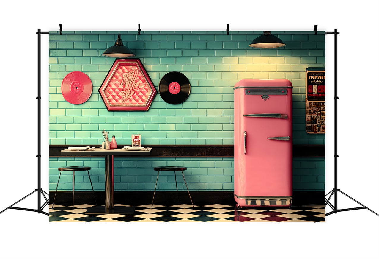 Toile de fond Retro Vinyl Record Diner Backdrops Vintage CSH4-316