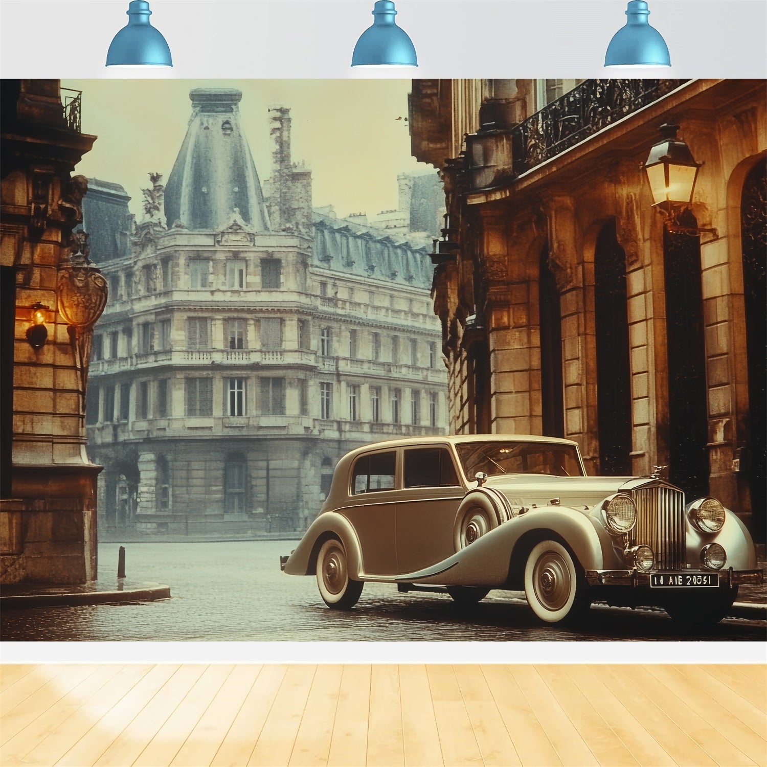 Toile de fond Retro Photo Voiture Parisienne Vintage CSH4-318