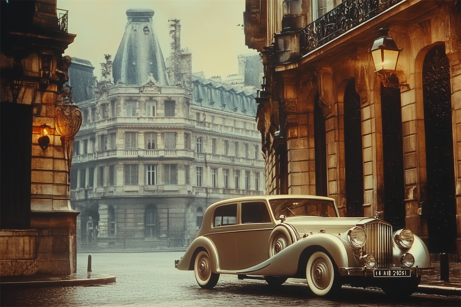 Toile de fond Retro Photo Voiture Parisienne Vintage CSH4-318
