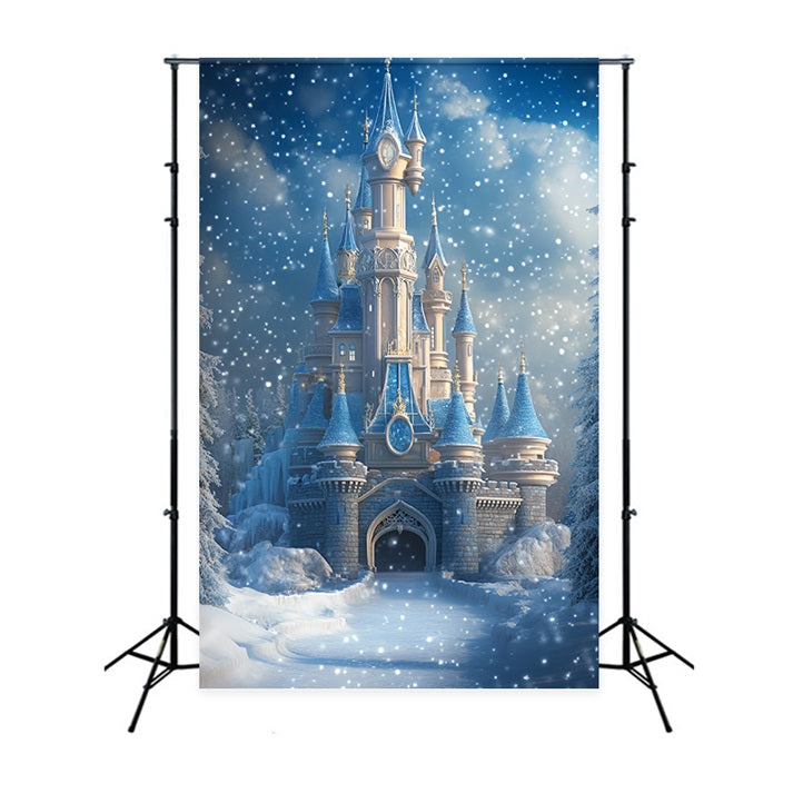 Toile de fond Château Gelé Neige d’Hiver Tombante CSH4-323