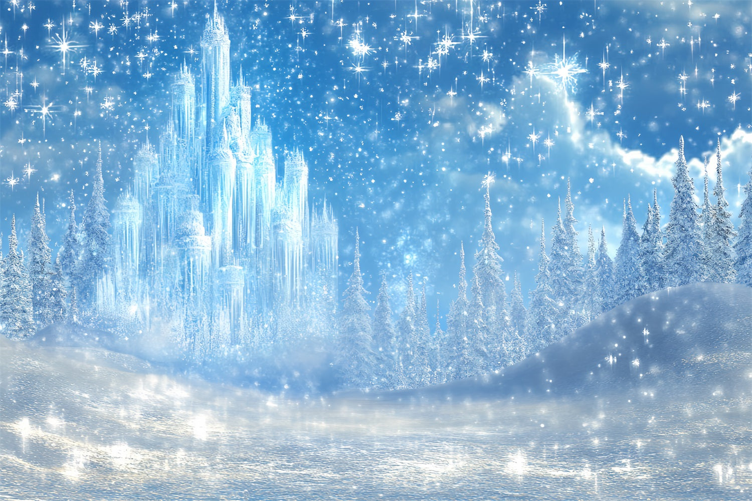 Toile de fond Château de Glace Conte de Fées Neige CSH4-325