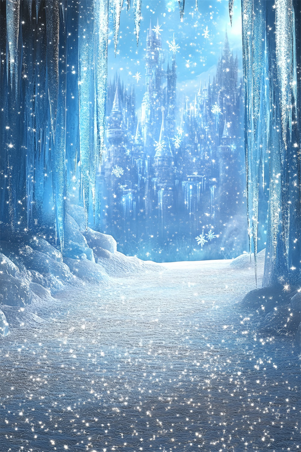 Toile de fond Château Gelé Sentier de Glace Étincelant CSH4-326