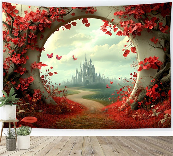 Toile de fond Photographie Château Sentier Rouge Secret CSH4-338