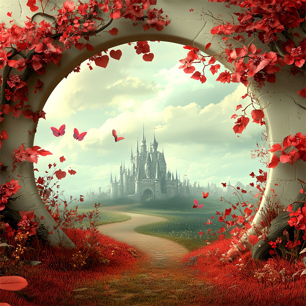 Toile de fond Photographie Château Sentier Rouge Secret CSH4-338