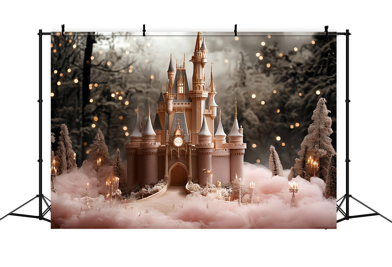Toile de fond Château d’Hiver Forêt Rêvée Illuminée CSH4-351