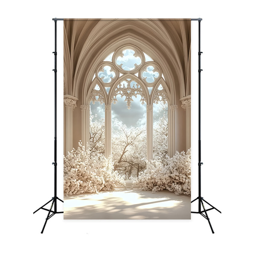 Toile de fond Intérieur Château Fenêtre Gothique Florale CSH4-353