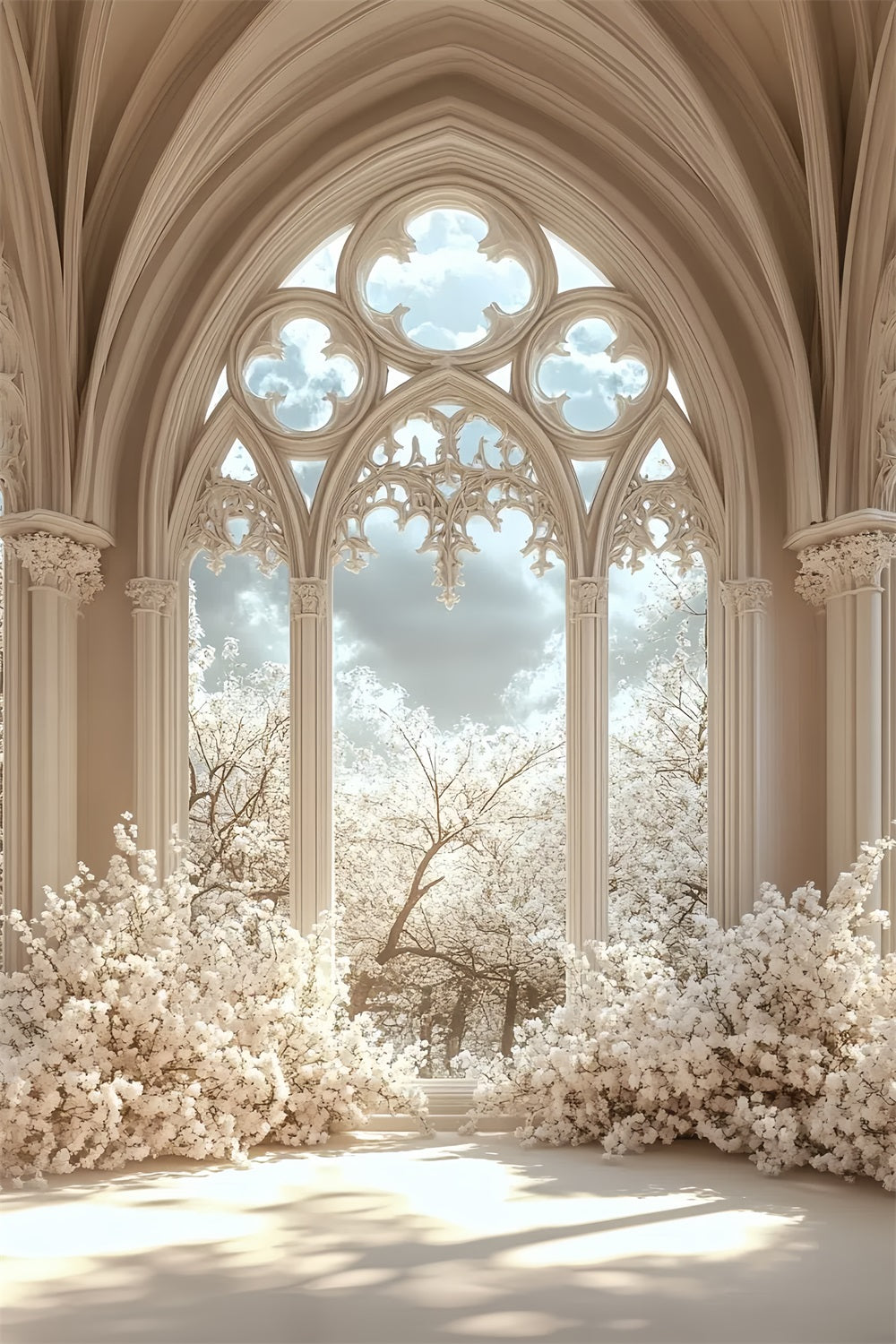 Toile de fond Intérieur Château Fenêtre Gothique Florale CSH4-353
