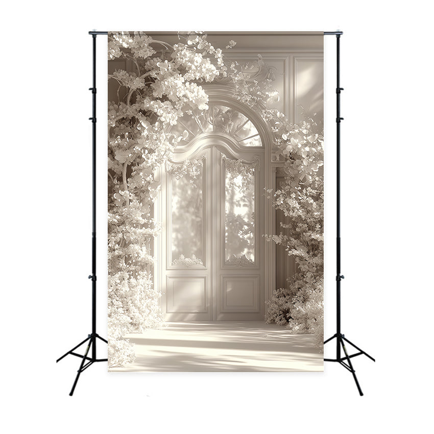 Toile de fond Intérieur Château Arche de Fleurs Blanches CSH4-357