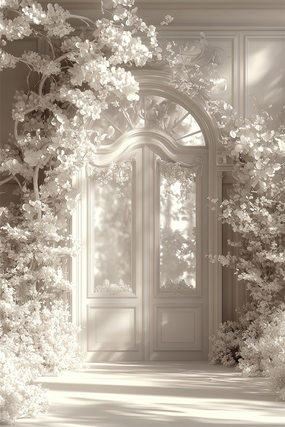 Toile de fond Intérieur Château Arche de Fleurs Blanches CSH4-357