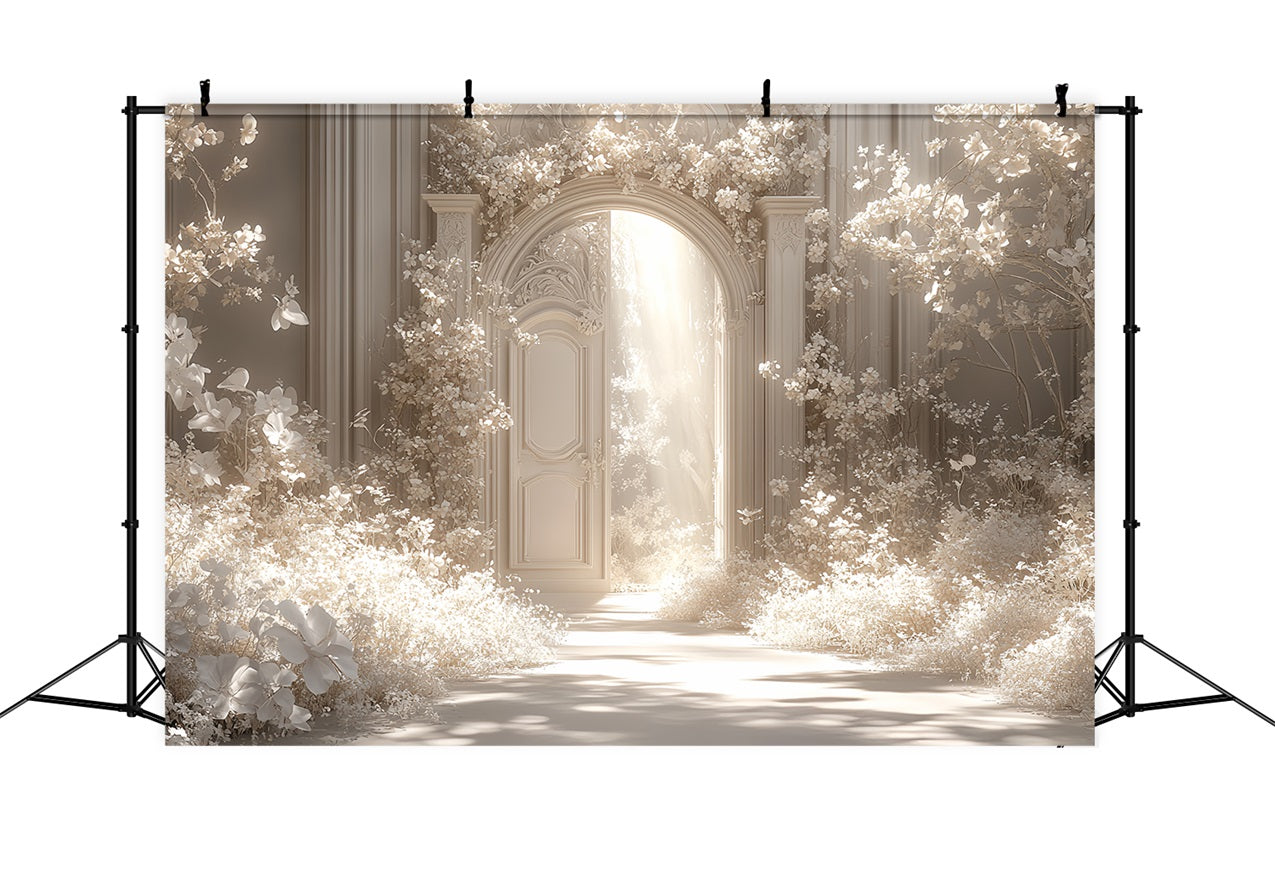 Toile de fond Intérieur Château Arche Fantaisie Florale Blanche CSH4-358