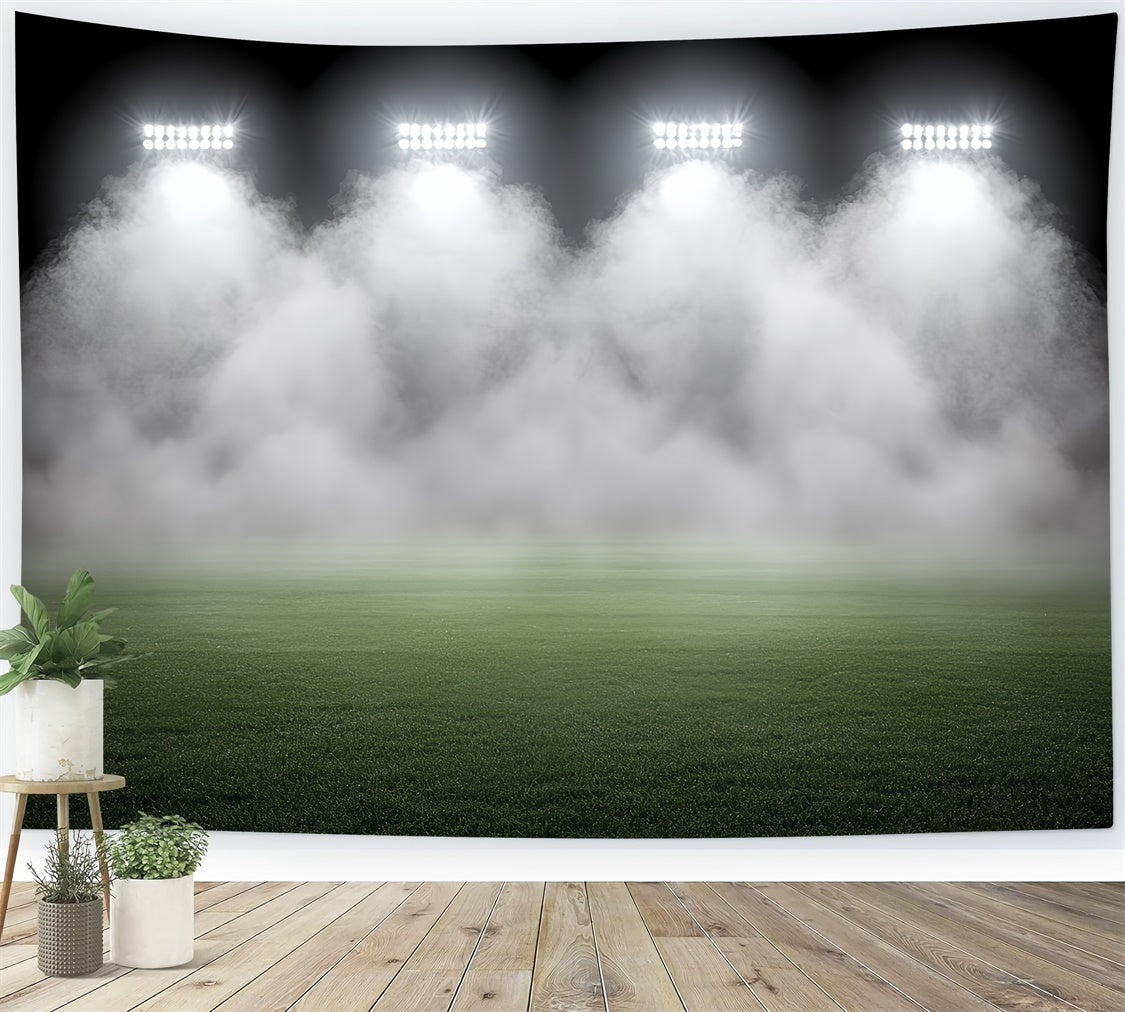 Toile de fond Terrain de Football Stade Brumeux Champ Vert CSH4-363