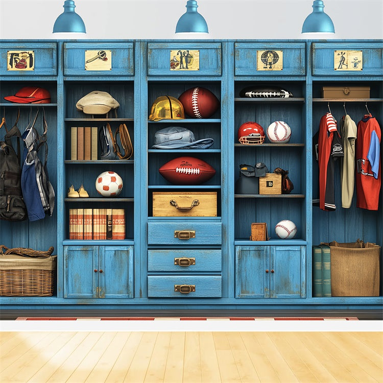 Toile de fond Thème Sport Équipement Bleu Vintage CSH4-365