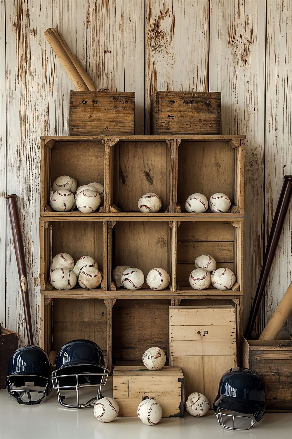 Toile de fond Baseball Rangement en Bois de Baseball CSH4-369