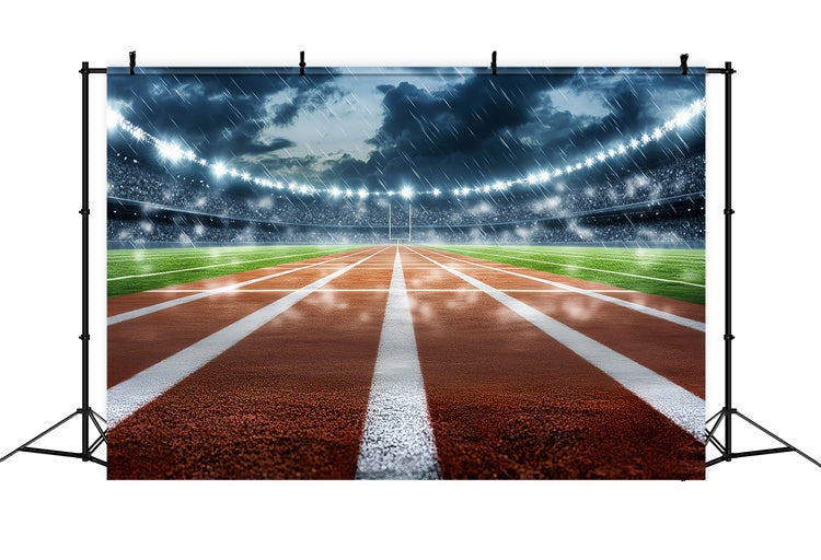 Toile de fond Stade de Football Piste de Stade Pluvieux CSH4-372