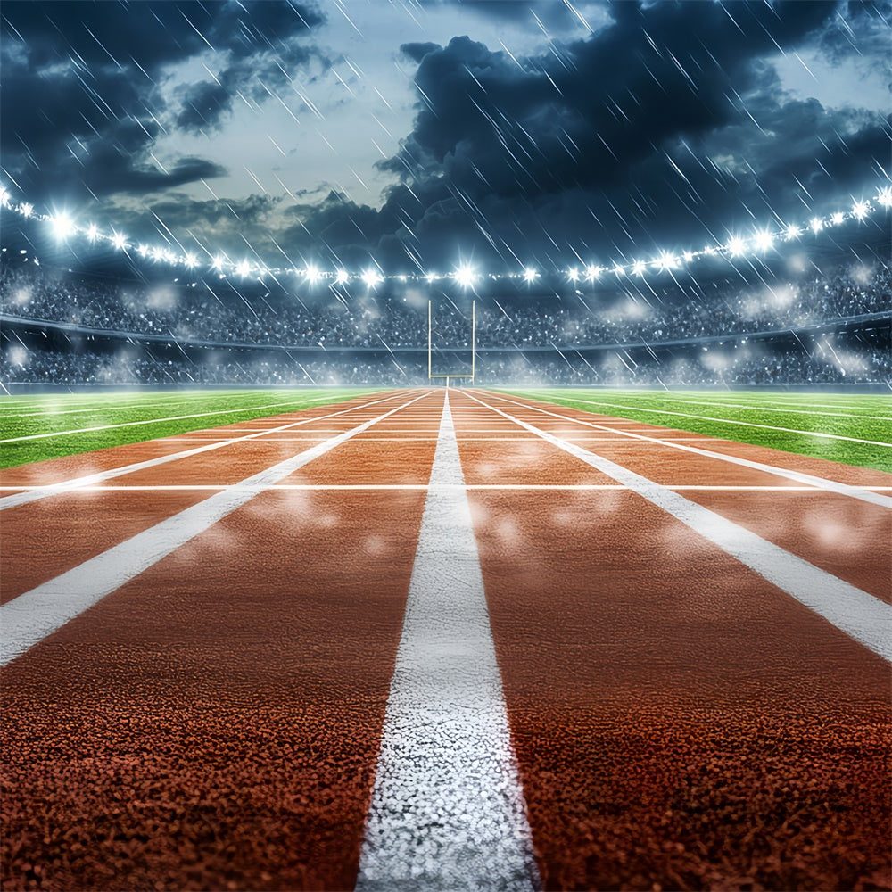 Toile de fond Stade de Football Piste de Stade Pluvieux CSH4-372