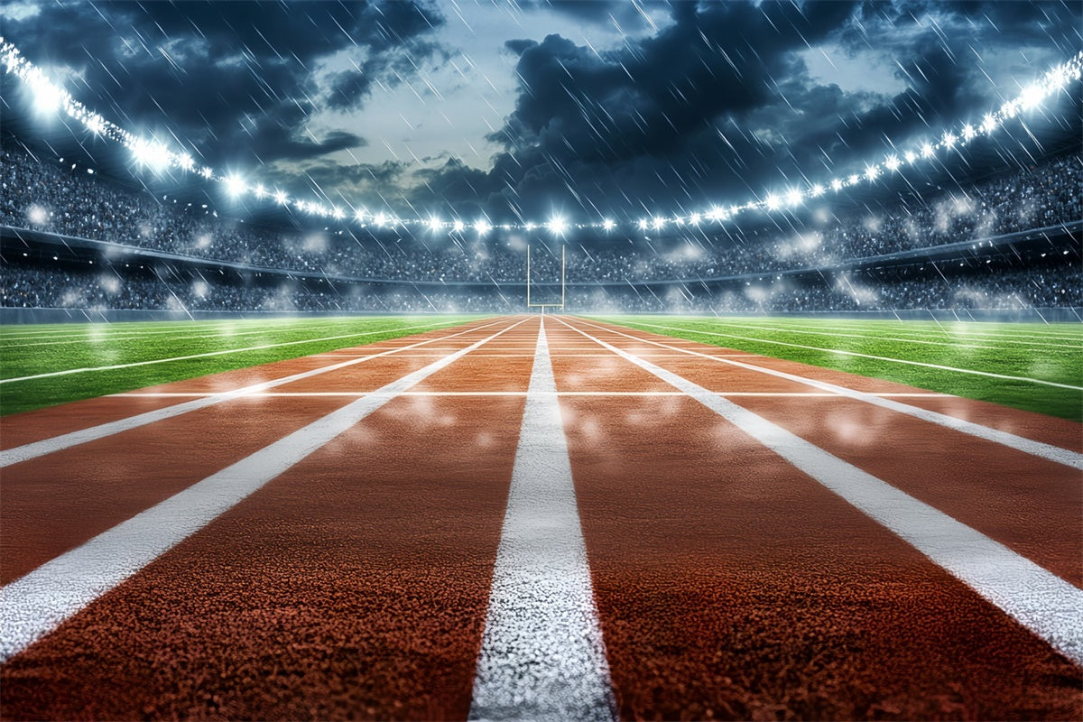 Toile de fond Stade de Football Piste de Stade Pluvieux CSH4-372