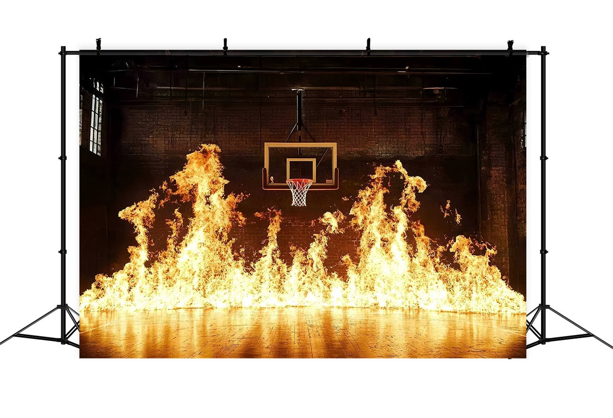 Toile de fond Terrain de Basketball Panier en Feu Arène Intense CSH4-387
