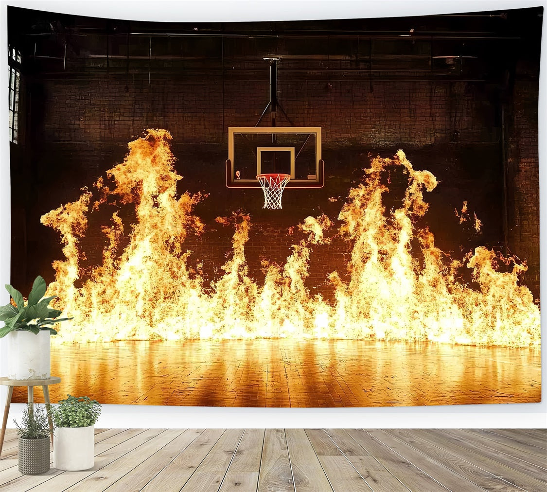 Toile de fond Terrain de Basketball Panier en Feu Arène Intense CSH4-387