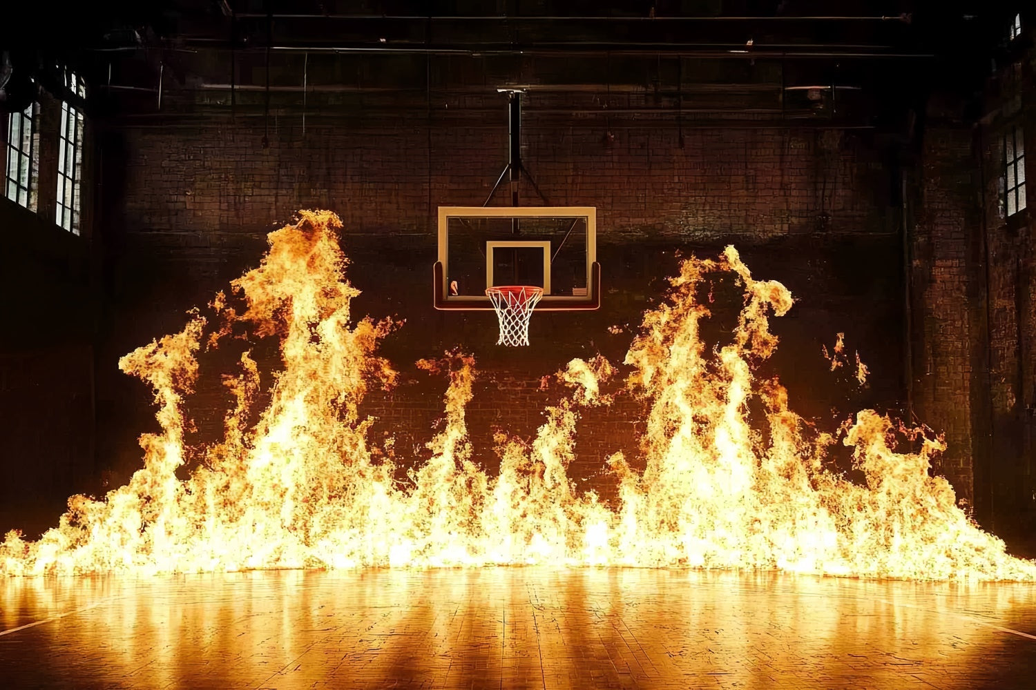 Toile de fond Terrain de Basketball Panier en Feu Arène Intense CSH4-387