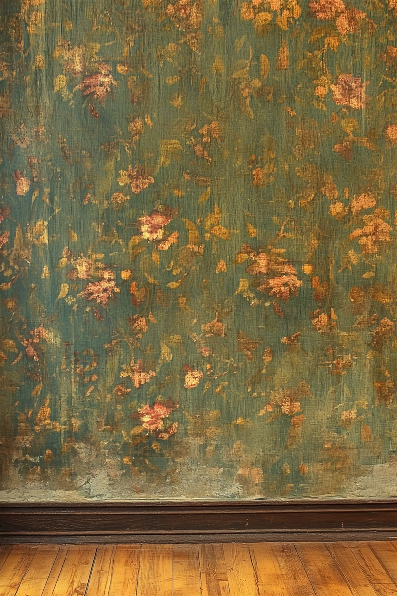 Toile de fond Photo Antique Mur Floral Vert Vintage CSH4-392