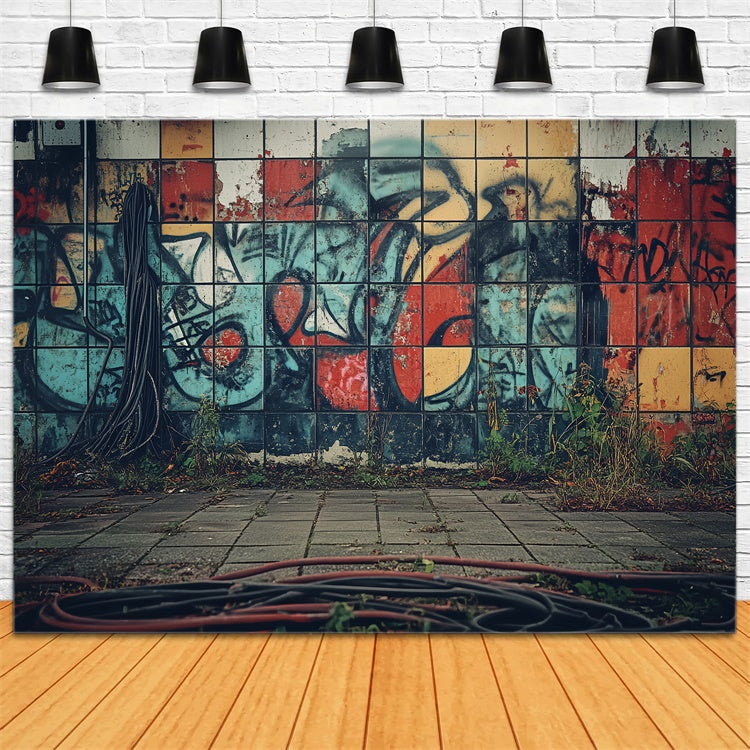 Toile de fond Rétro Ambiance de Rue Mur Mur de graffitis Vintage CSH4-400