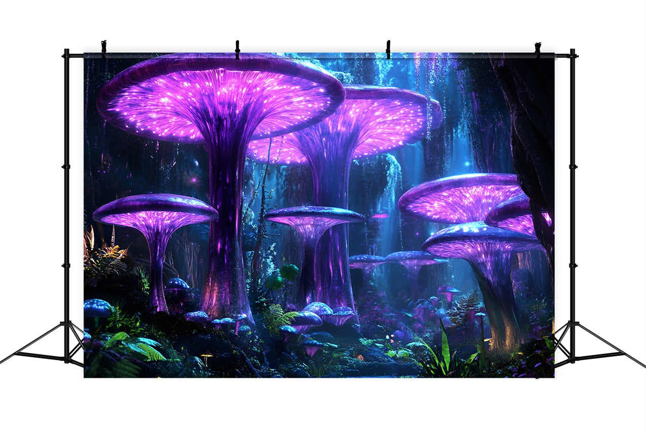 Toile de fond Photographie Forêt Champignon Violet Lumineux CSH4-75