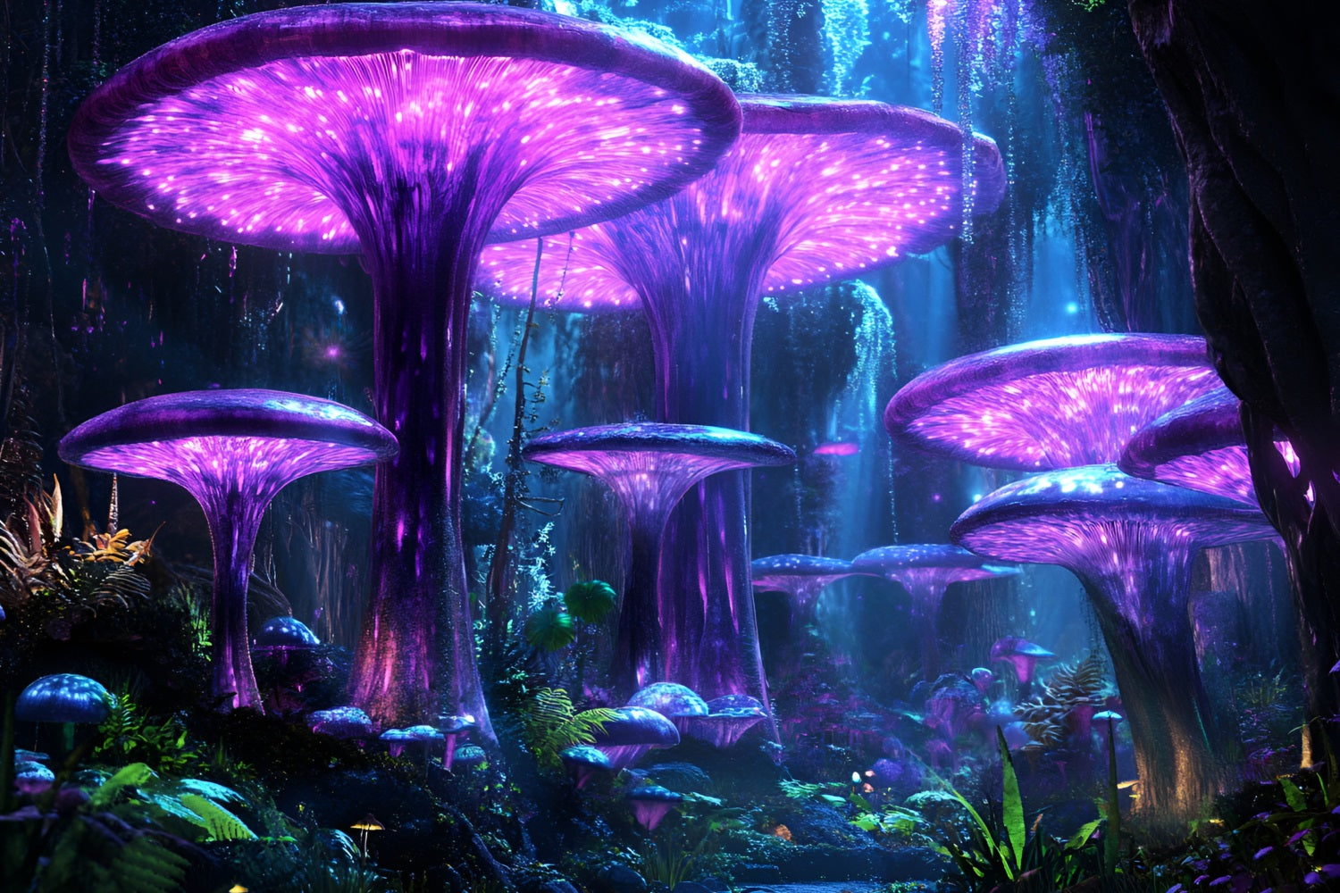 Toile de fond Photographie Forêt Champignon Violet Lumineux CSH4-75