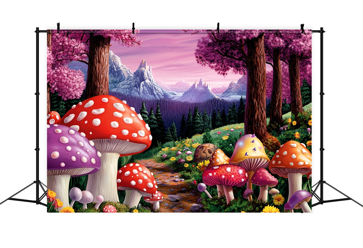 Toile de fond Forêt Sentier de Champignons Château Pics CSH4-79