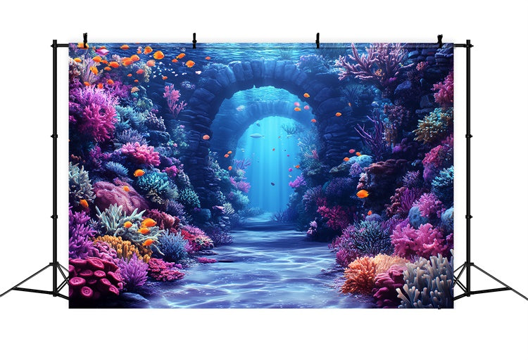 Toile de fond Sous-Marine Arches Aquatiques Corail Été CSH5-100