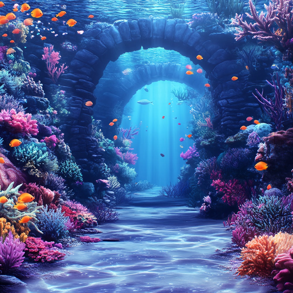 Toile de fond Sous-Marine Arches Aquatiques Corail Été CSH5-100