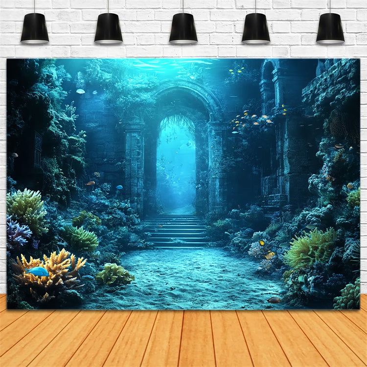 Toile de fond Sous-Marine Ruines Anciennes Corail Été CSH5-102