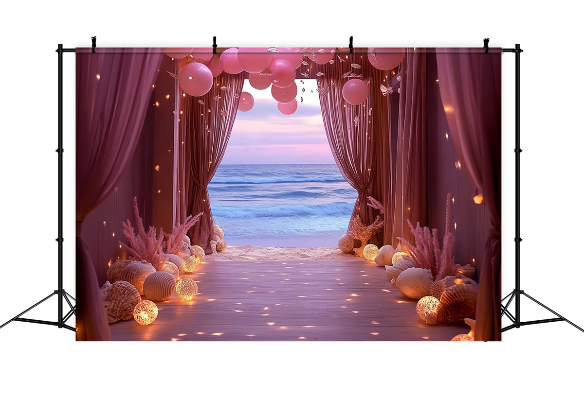 Toile de fond Été Ballon Rose Coquillage Océan CSH5-103