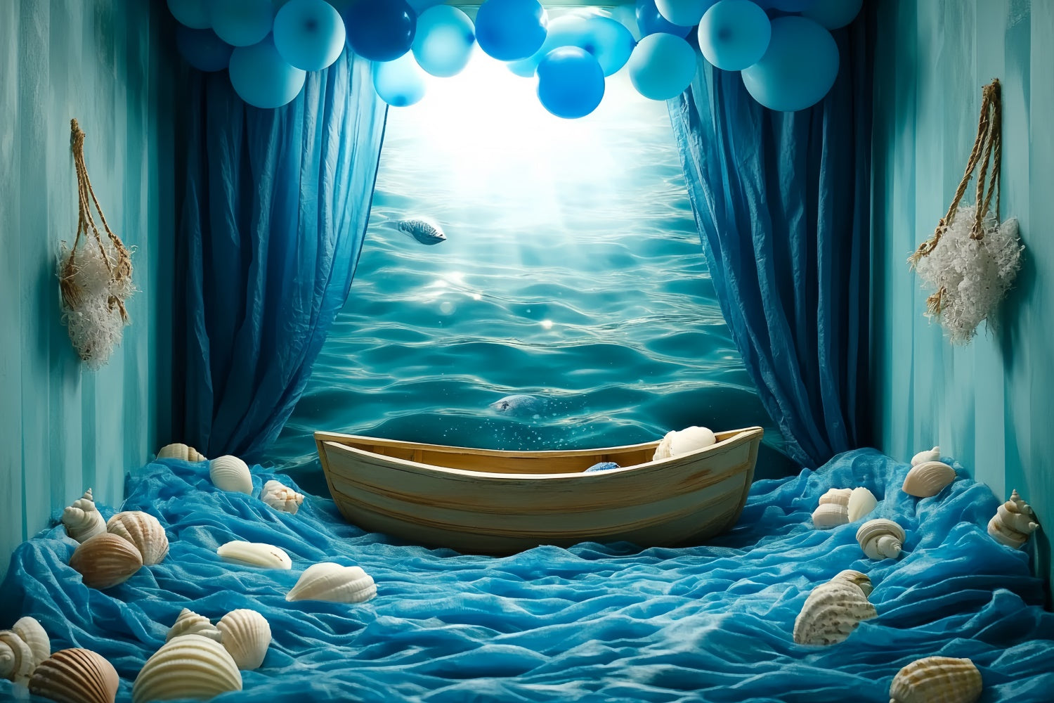 Toile de fond Été Paysage Aquatique Coquillage Fantaisie CSH5-106