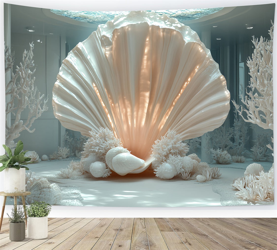 Toile de fond Été Rêves Coquillage Ivoire Corail CSH5-107