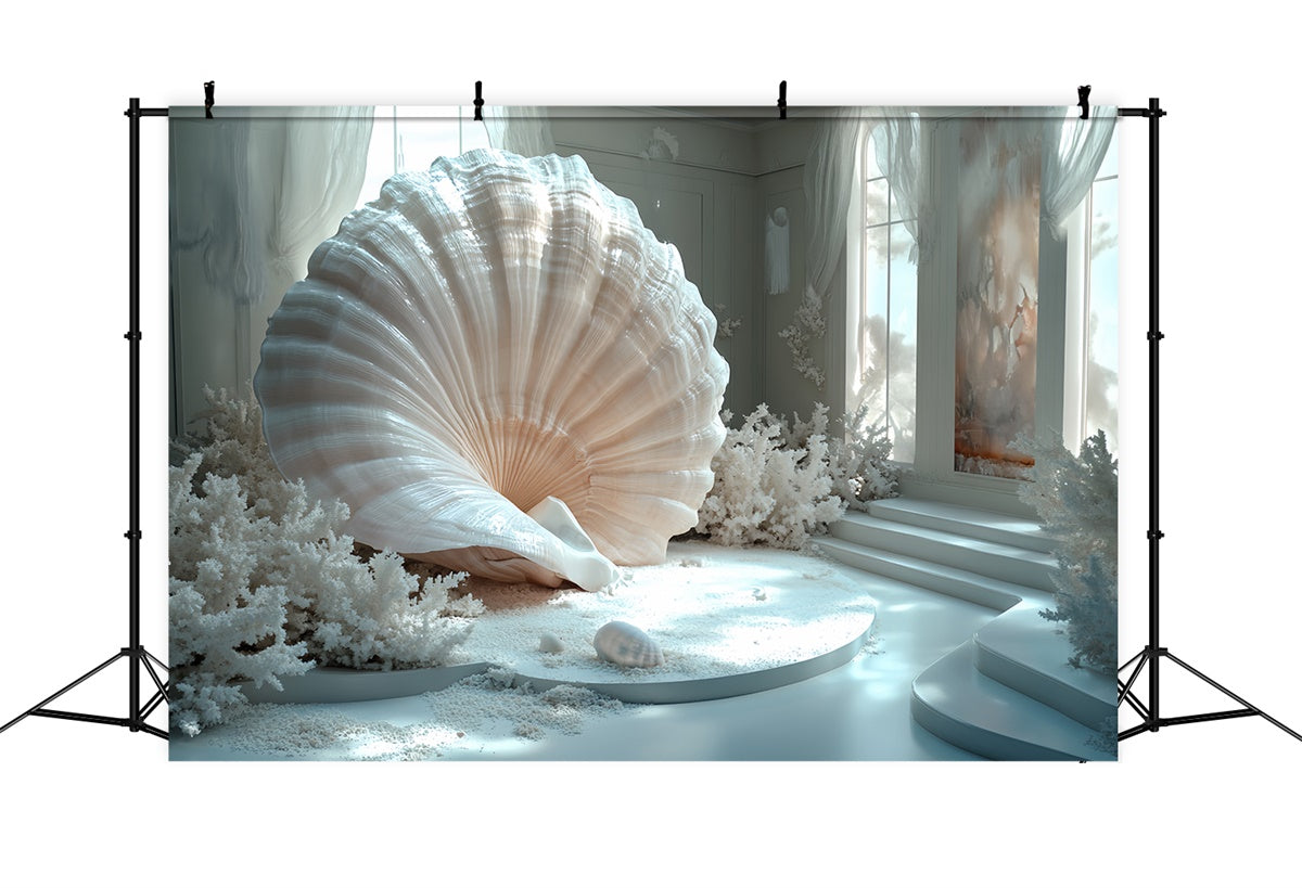 Toile de fond Été Palais de Corail Blanc Coquillage CSH5-108