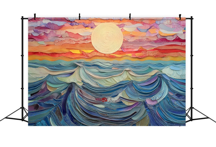 Toile de fond Été Vagues Arc-en-Ciel Coucher de Soleil Peinture CSH5-117
