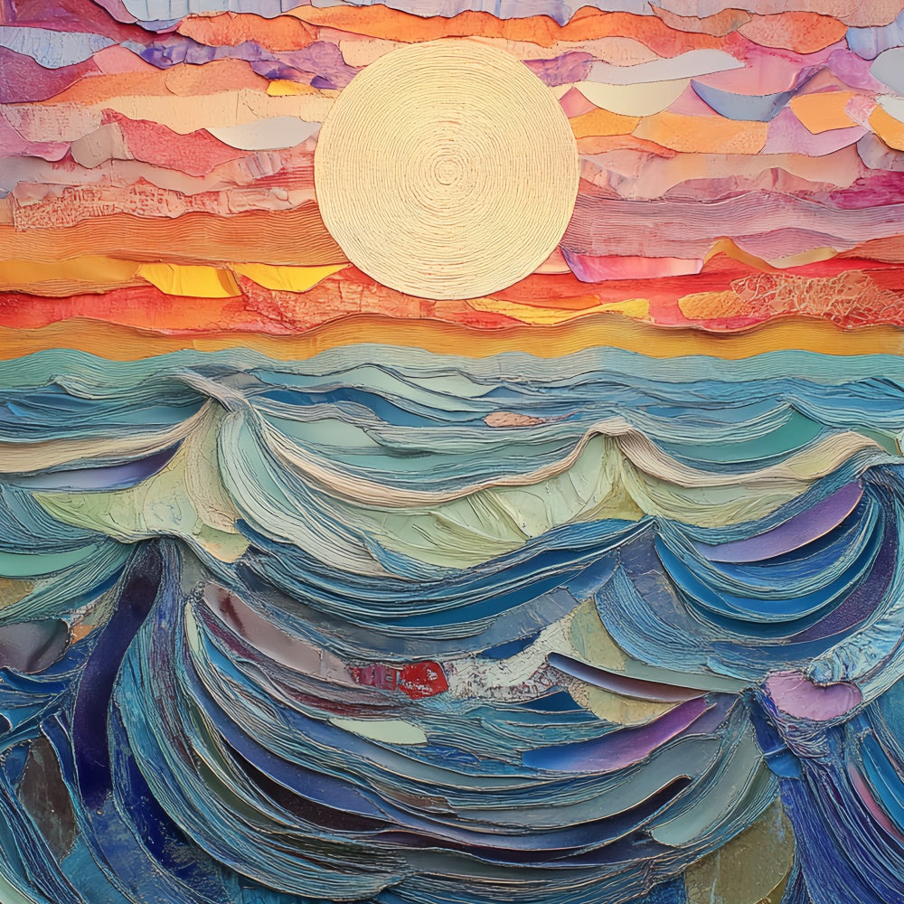 Toile de fond Été Vagues Arc-en-Ciel Coucher de Soleil Peinture CSH5-117