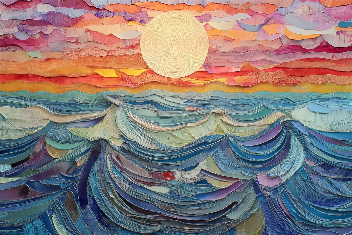 Toile de fond Été Vagues Arc-en-Ciel Coucher de Soleil Peinture CSH5-117